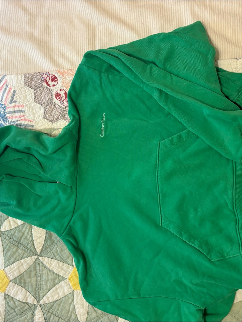 Outdoor Voices Green Cropped Hoodie